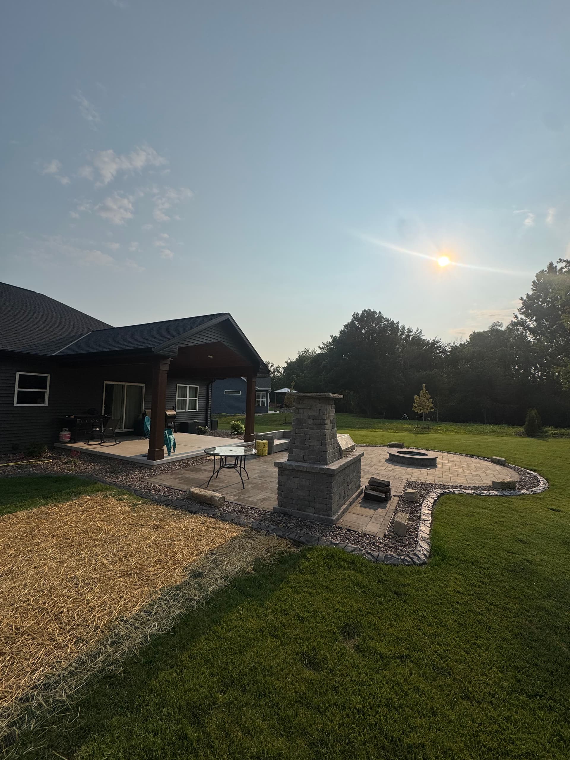700 Sq Ft Paver Patio with Fire Pit and Outdoor Kitchen
