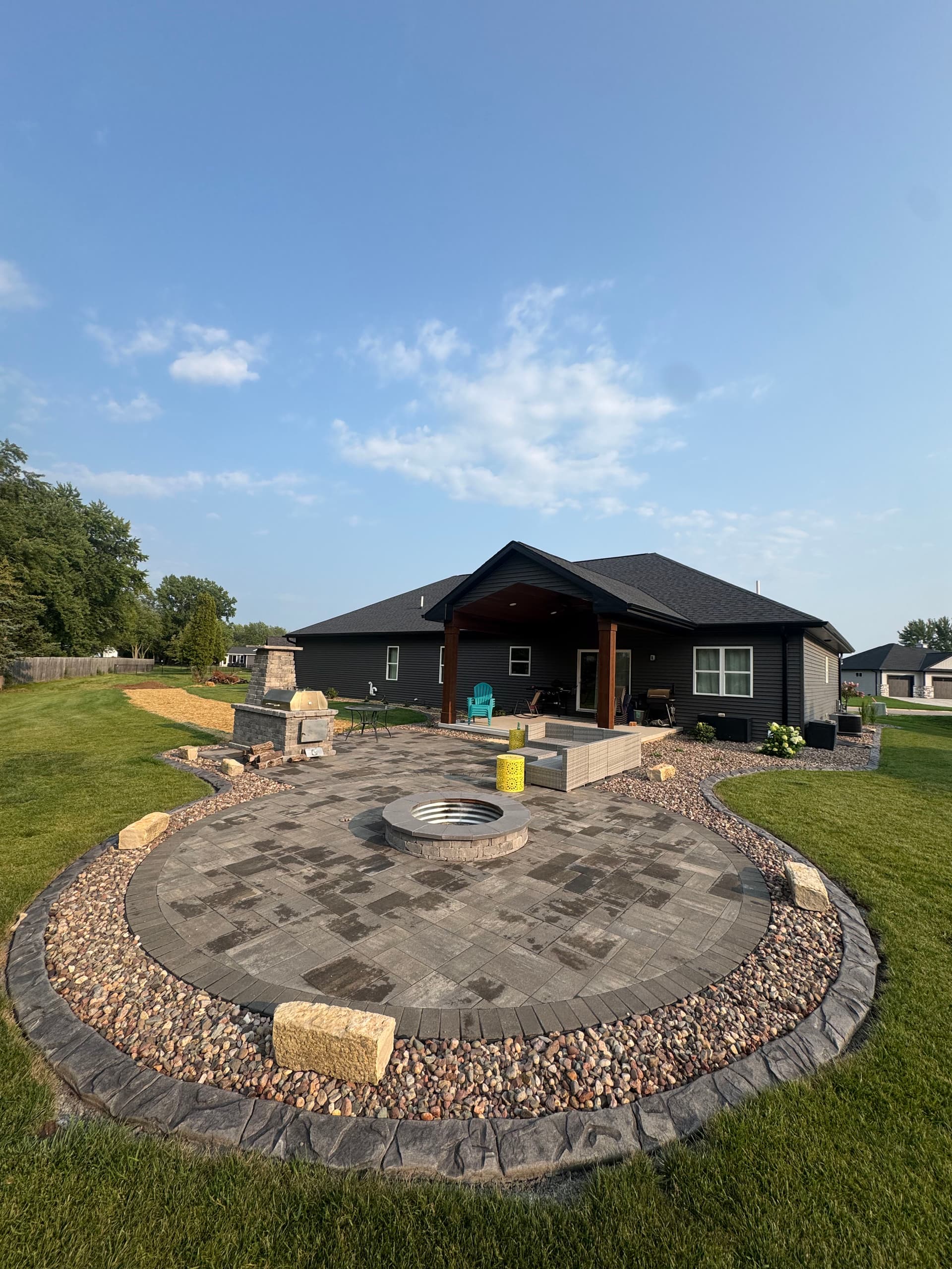 700 Sq Ft Paver Patio with Fire Pit and Outdoor Kitchen