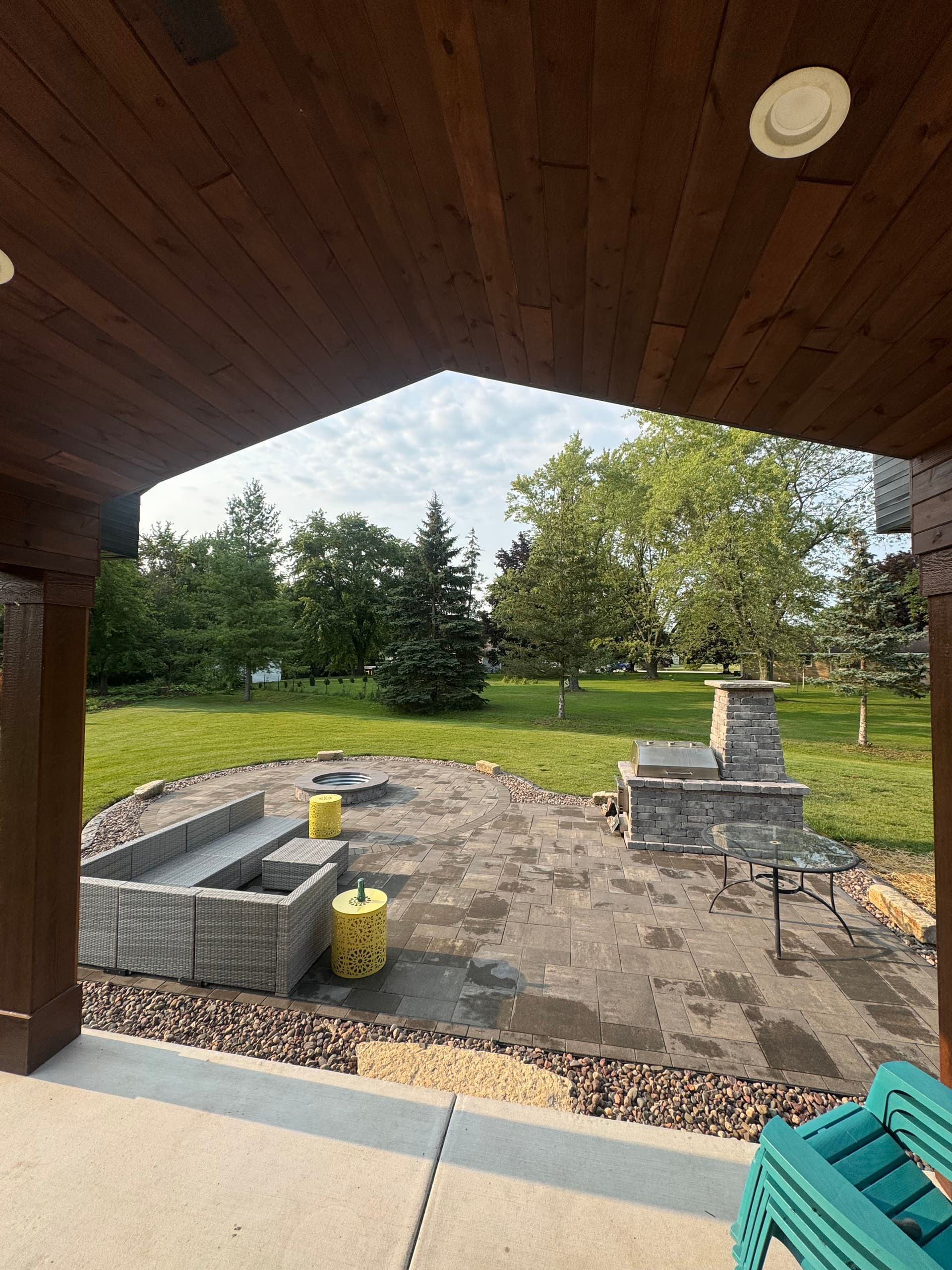 700 Sq Ft Paver Patio with Fire Pit and Outdoor Kitchen