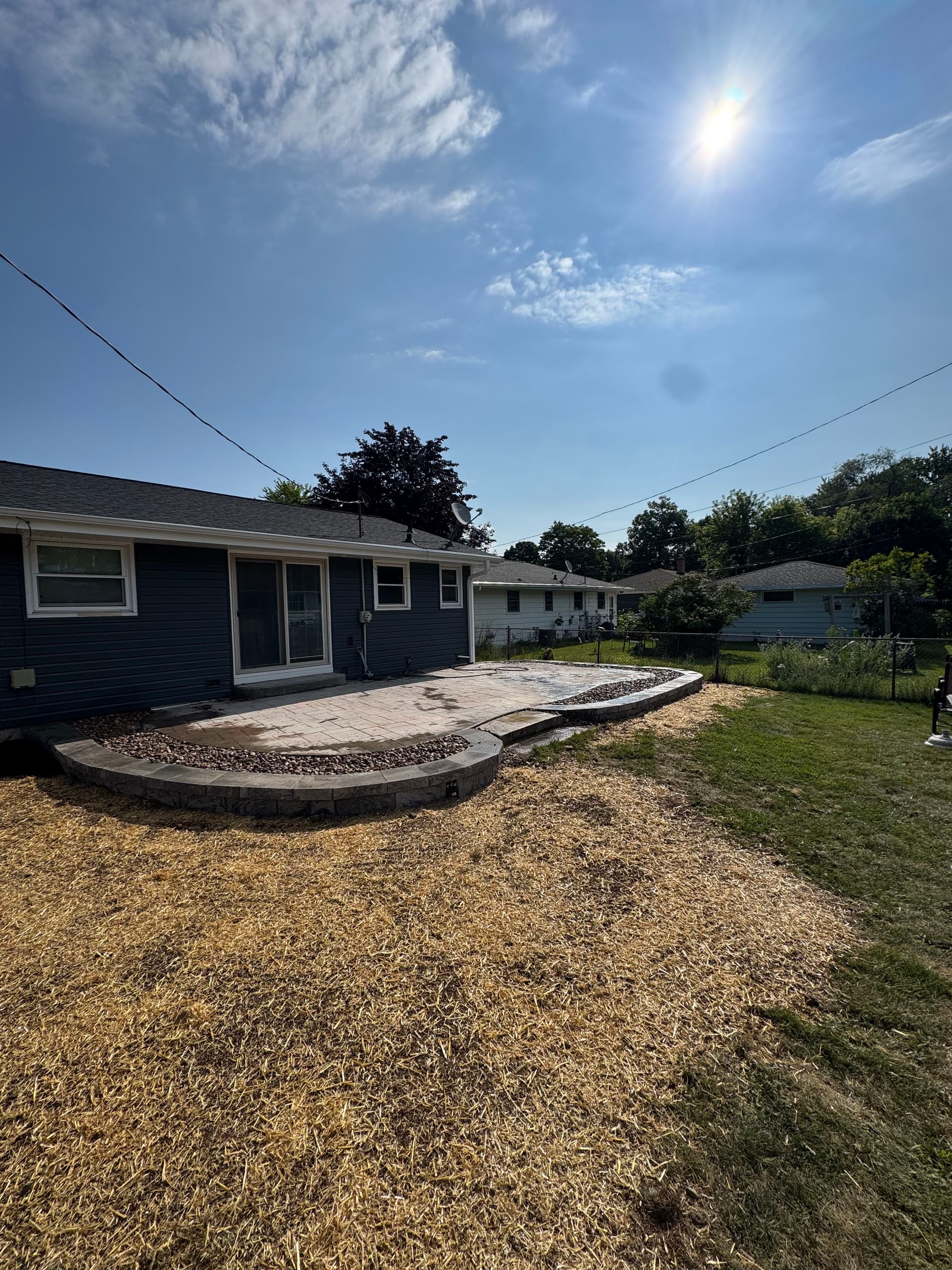 Gallery photos for Old Patio Wall Out, Clean Paver Patio In: Image #1